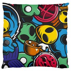 Funky Alien Pattern Abstract Colourful Drawing Large Cushion Case (one Side)