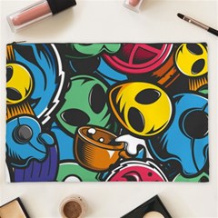 Funky Alien Pattern Abstract Colourful Drawing Cosmetic Bag (xxl)