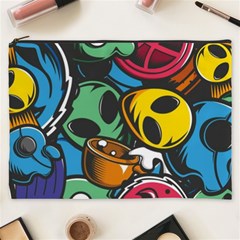 Funky Alien Pattern Abstract Colourful Drawing Cosmetic Bag (xxxl)