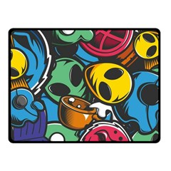 Funky Alien Pattern Abstract Colourful Drawing Two Sides Fleece Blanket (small) by Posterlux