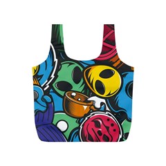 Funky Alien Pattern Abstract Colourful Drawing Full Print Recycle Bag (s)