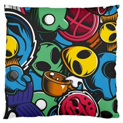 Funky Alien Pattern Abstract Colourful Drawing Standard Premium Plush Fleece Cushion Case (two Sides)