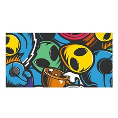 Funky Alien Pattern Abstract Colourful Drawing Satin Shawl 45  X 80  by Posterlux