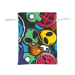 Funky Alien Pattern Abstract Colourful Drawing Lightweight Drawstring Pouch (s) by Posterlux