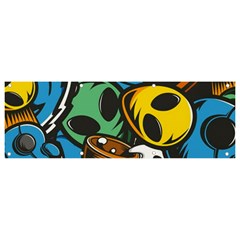 Funky Alien Pattern Abstract Colourful Drawing Banner And Sign 9  X 3 