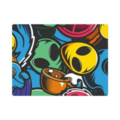 Funky Alien Pattern Abstract Colourful Drawing Premium Plush Fleece Blanket (mini)