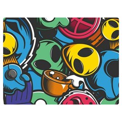 Funky Alien Pattern Abstract Colourful Drawing Premium Plush Fleece Blanket (extra Small) by Posterlux