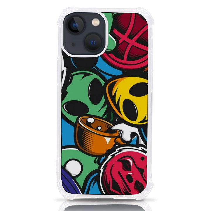 Funky Alien Pattern Abstract Colourful Drawing iPhone 13 mini TPU UV Print Case