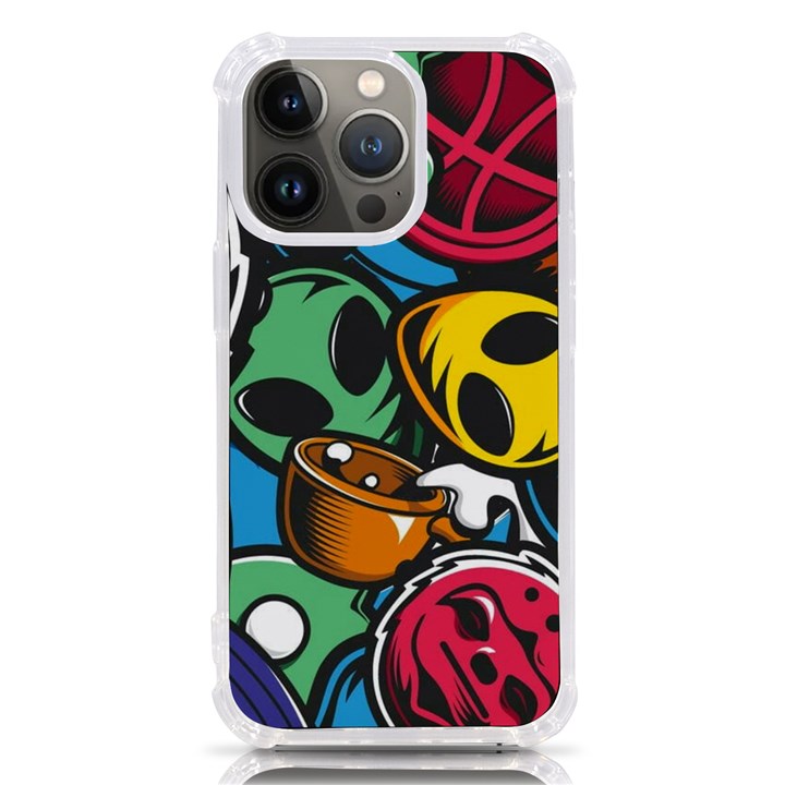 Funky Alien Pattern Abstract Colourful Drawing iPhone 13 Pro TPU UV Print Case