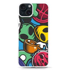 Funky Alien Pattern Abstract Colourful Drawing Iphone 15 Tpu Uv Print Case by Posterlux