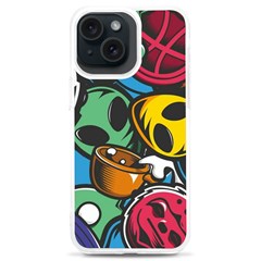 Funky Alien Pattern Abstract Colourful Drawing Iphone 15 Plus Tpu Uv Print Case by Posterlux