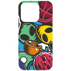 Funky Alien Pattern Abstract Colourful Drawing Iphone 15 Pro Black Uv Print Pc Hardshell Case by Posterlux