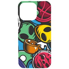 Funky Alien Pattern Abstract Colourful Drawing Iphone 15 Pro Max Black Uv Print Pc Hardshell Case by Posterlux