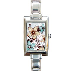 Flowers Flowers Pattern Rectangle Italian Charm Watch