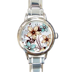 Flowers Flowers Pattern Round Italian Charm Watch by Posterlux