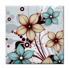 Flowers Flowers Pattern Tile Coaster