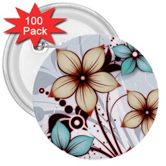 Flowers Flowers Pattern 3  Buttons (100 Pack) 