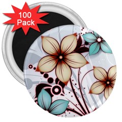 Flowers Flowers Pattern 3  Magnets (100 Pack)