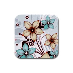 Flowers Flowers Pattern Rubber Square Coaster (4 Pack)