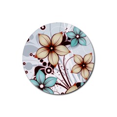 Flowers Flowers Pattern Rubber Round Coaster (4 Pack)