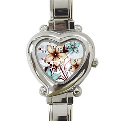 Flowers Flowers Pattern Heart Italian Charm Watch by Posterlux