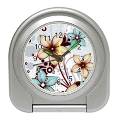 Flowers Flowers Pattern Travel Alarm Clock