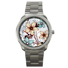 Flowers Flowers Pattern Sport Metal Watch by Posterlux