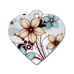 Flowers Flowers Pattern Dog Tag Heart (one Side) by Posterlux