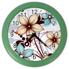 Flowers Flowers Pattern Color Wall Clock