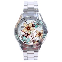 Flowers Flowers Pattern Stainless Steel Analogue Watch by Posterlux