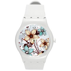 Flowers Flowers Pattern Round Plastic Sport Watch (m) by Posterlux