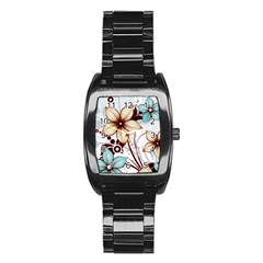 Flowers Flowers Pattern Stainless Steel Barrel Watch by Posterlux