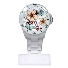 Flowers Flowers Pattern Plastic Nurses Watch