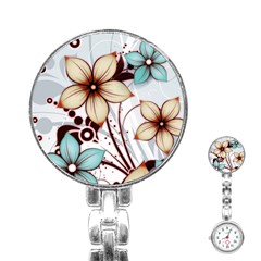 Flowers Flowers Pattern Stainless Steel Nurses Watch by Posterlux