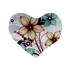 Flowers Flowers Pattern Standard 16  Premium Flano Heart Shape Cushions