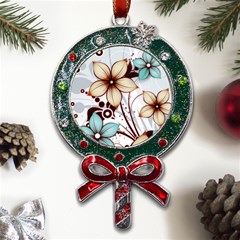 Flowers Flowers Pattern Metal X mas Lollipop With Crystal Ornament by Posterlux