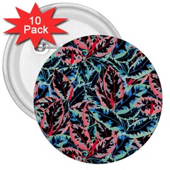 Leaves Pattern Patterns Colorful 3  Buttons (10 Pack)  by Posterlux