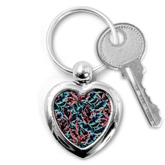 Leaves Pattern Patterns Colorful Key Chain (heart)