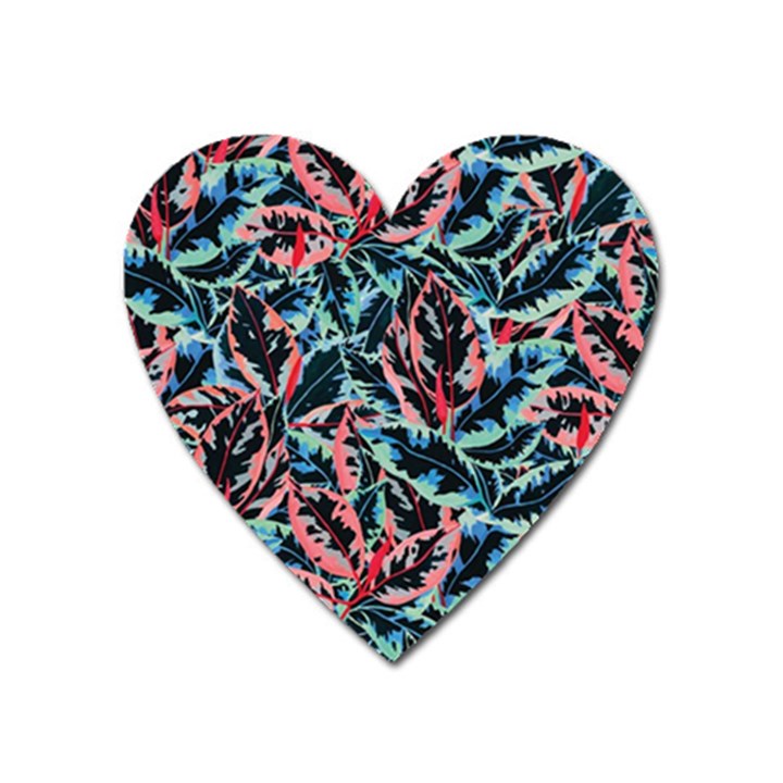 Leaves Pattern Patterns Colorful Heart Magnet