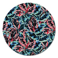 Leaves Pattern Patterns Colorful Magnet 5  (round)