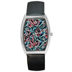 Leaves Pattern Patterns Colorful Barrel Style Metal Watch