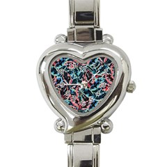 Leaves Pattern Patterns Colorful Heart Italian Charm Watch