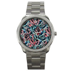 Leaves Pattern Patterns Colorful Sport Metal Watch