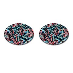 Leaves Pattern Patterns Colorful Cufflinks (oval)