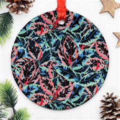 Leaves Pattern Patterns Colorful Round Ornament (two Sides)