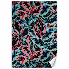 Leaves Pattern Patterns Colorful Canvas 12  X 18 