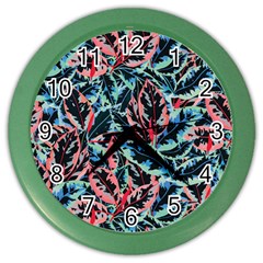 Leaves Pattern Patterns Colorful Color Wall Clock