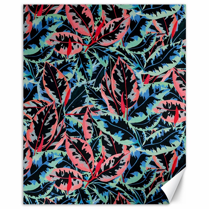 Leaves Pattern Patterns Colorful Canvas 11  x 14 