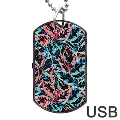 Leaves Pattern Patterns Colorful Dog Tag Usb Flash (one Side)