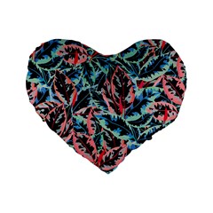 Leaves Pattern Patterns Colorful Standard 16  Premium Heart Shape Cushions